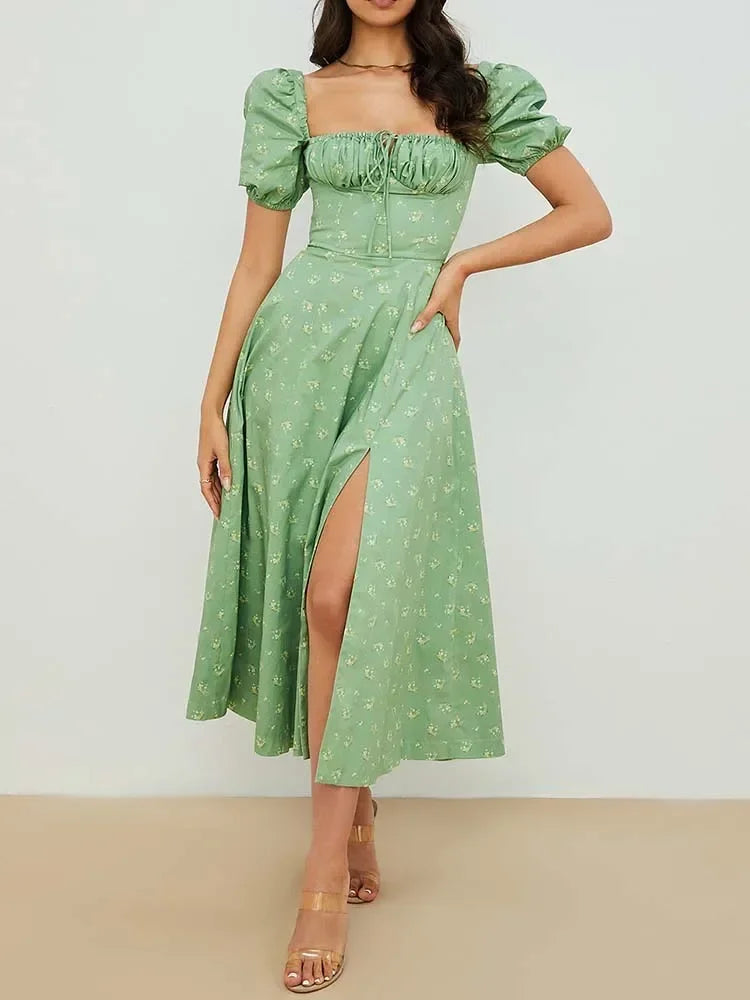 Floral Print Elegant Long Casual Dress