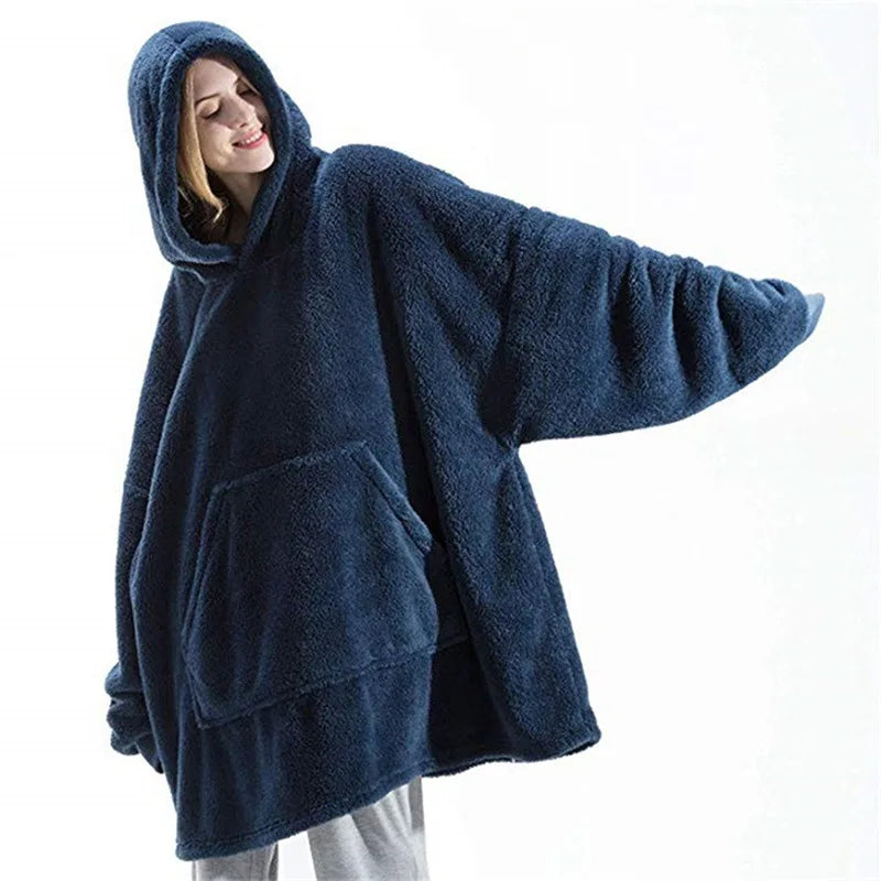 Fleece Hoodie Blanket Oversize Large Pocket Jacket