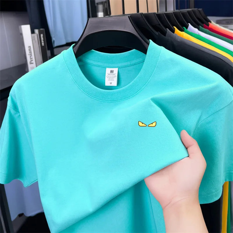 O-Neck Eyes Embroidery Short Sleeve Shirt