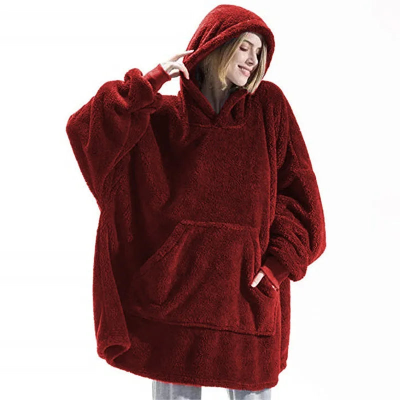 Fleece Hoodie Blanket Oversize Large Pocket Jacket