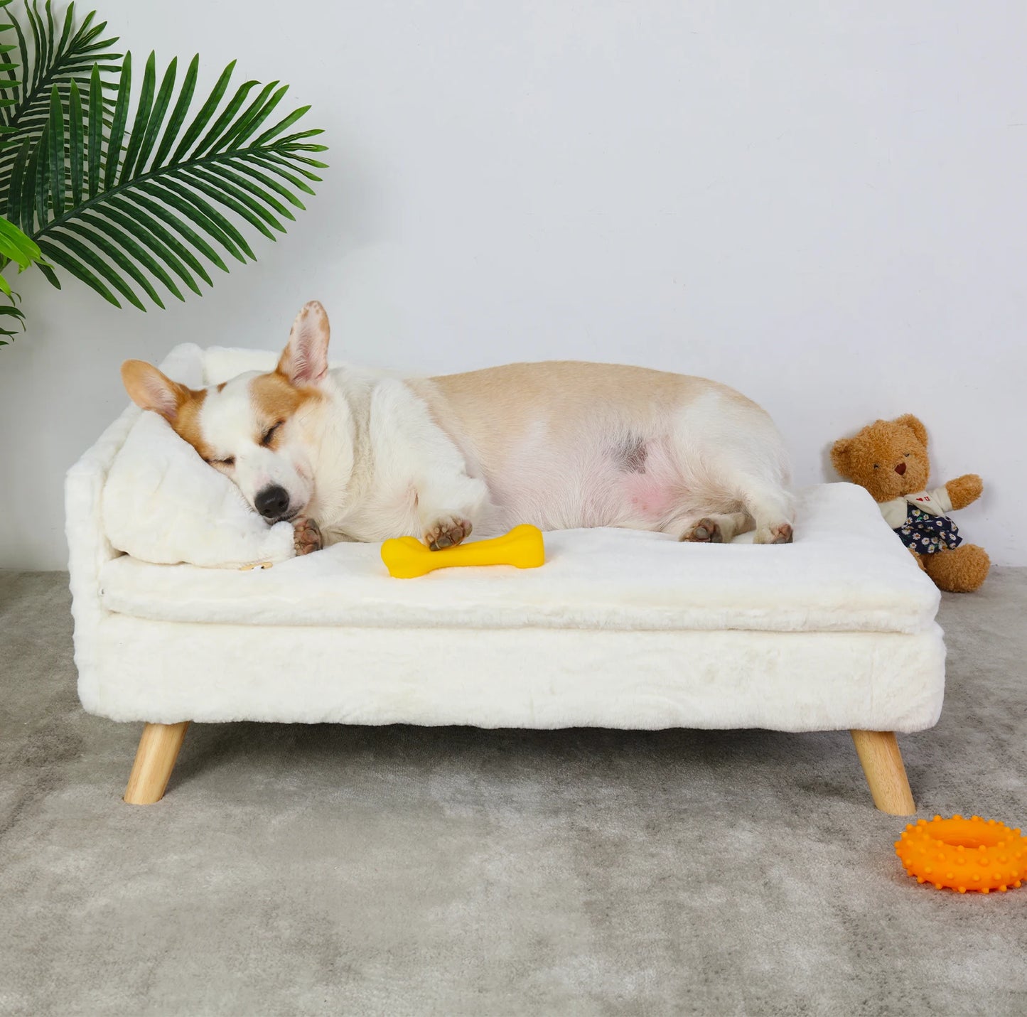 Pet Bed Solid Wood Leg Dog Cat Sofa for Indoor