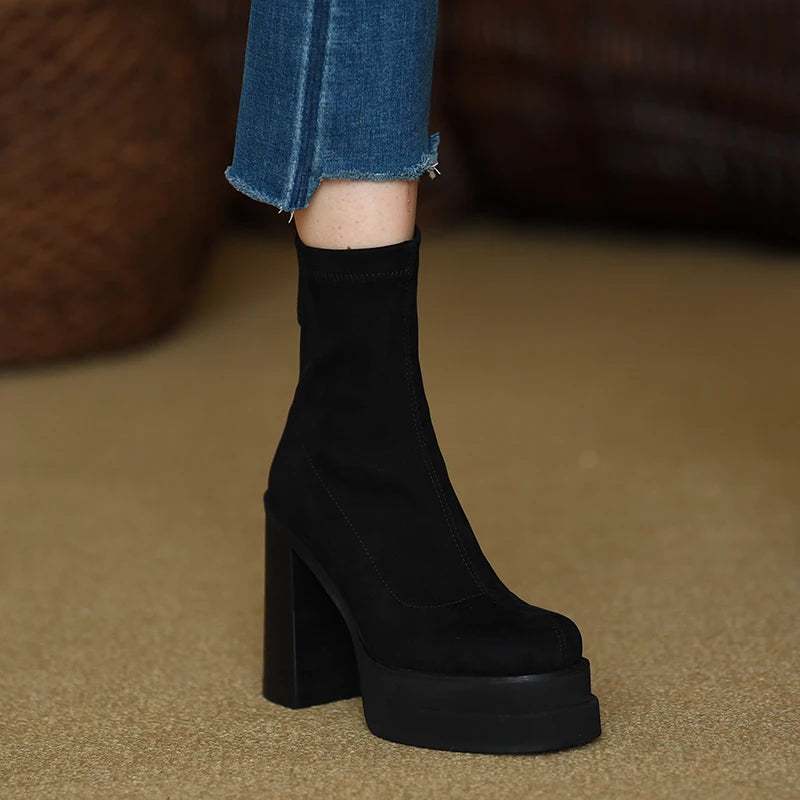 Mid Calf Platform Boot