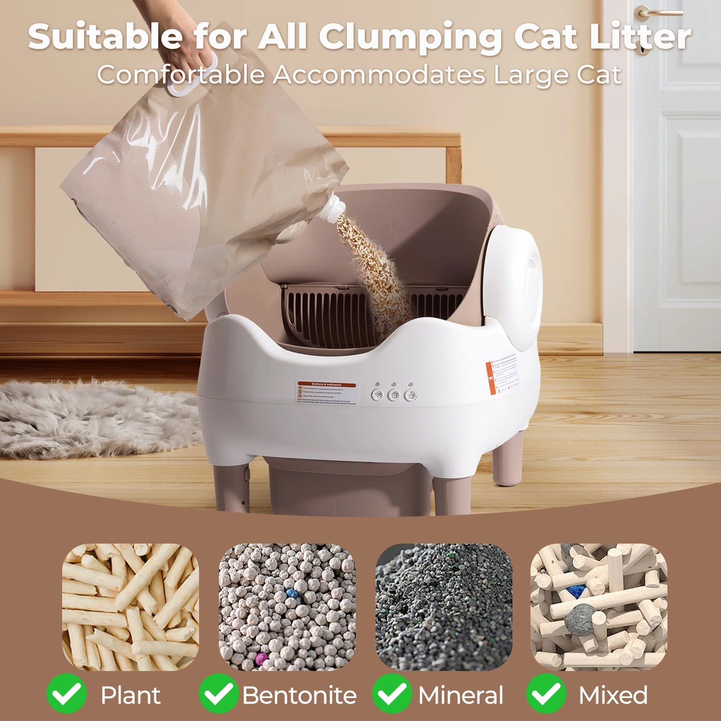 Automatic Cat Litter Box with APP Control, Odor-Free