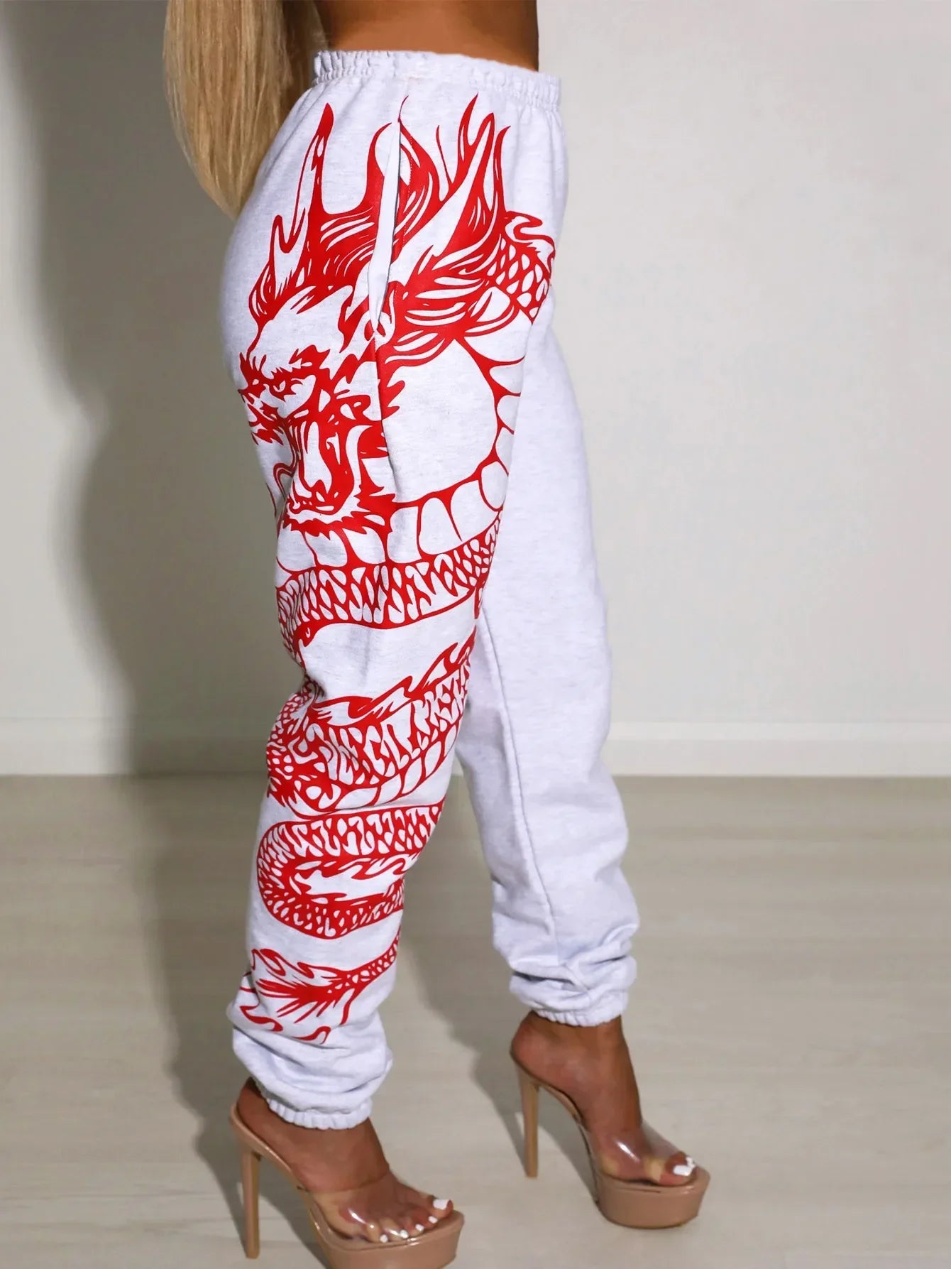 Printed Elastic Waist Casual Pant