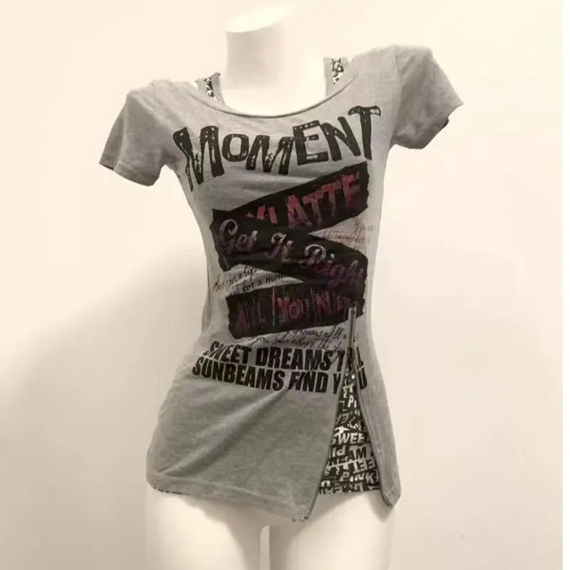 Retro Letters Graphic Print  Top