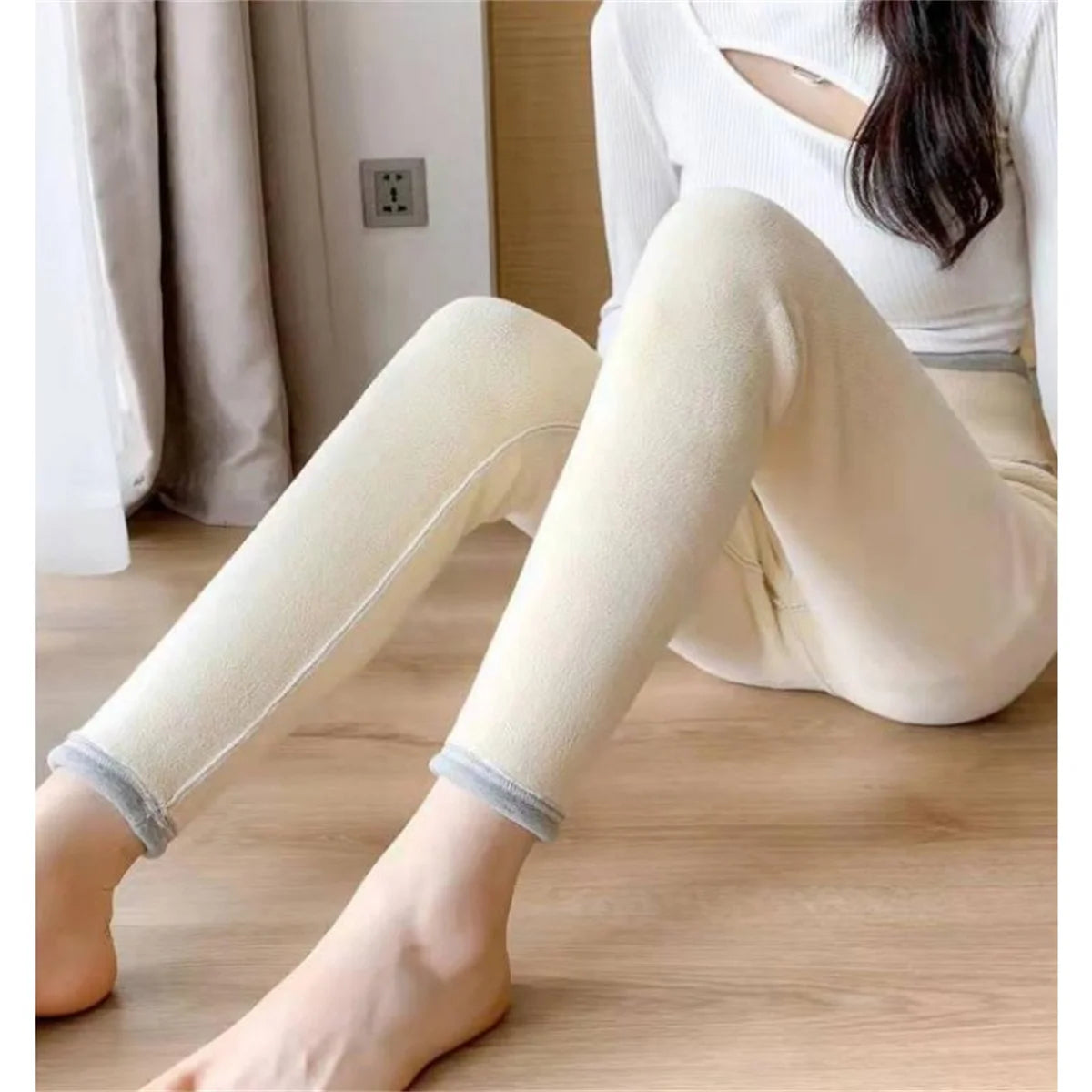 Thicken Lamb Wool Hight Waist Fleece Pant