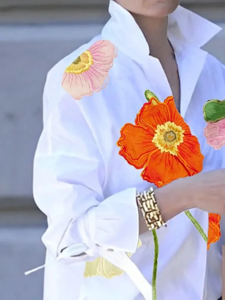 Floral Printed Lapel Blouse