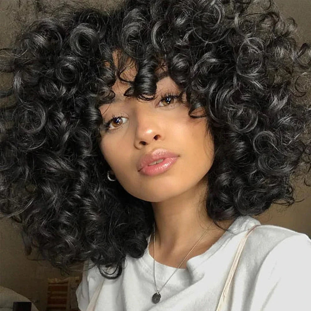 Short Bouncy CurlyWig With Bangs