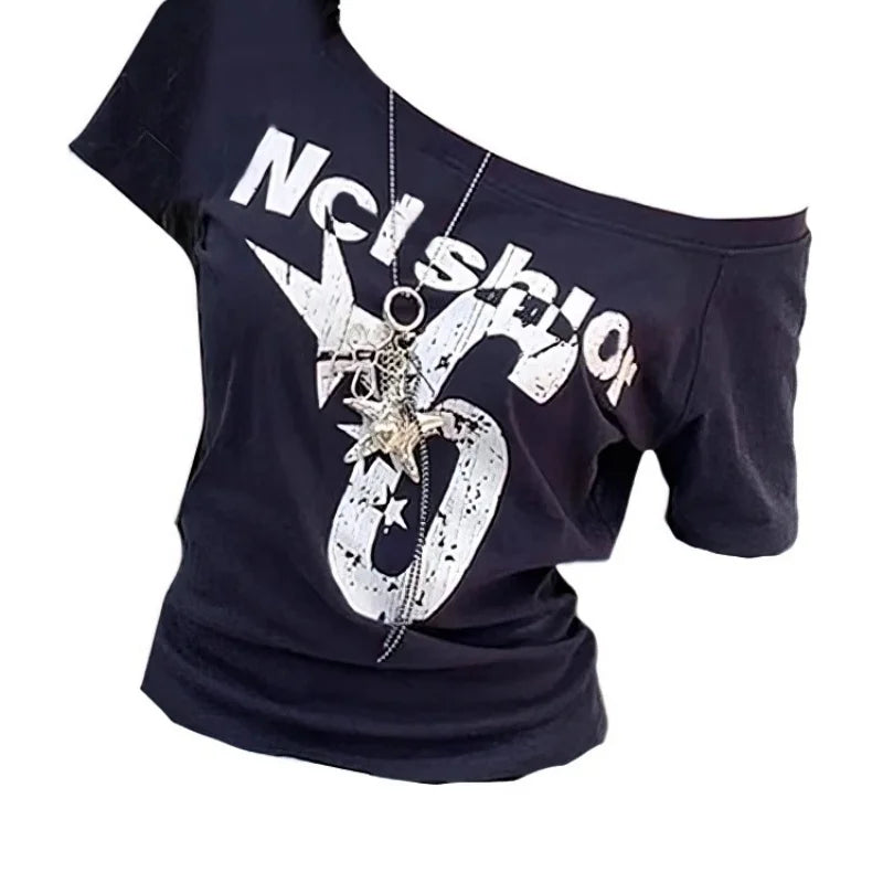 Off Shoulder Diagonal Collar Top