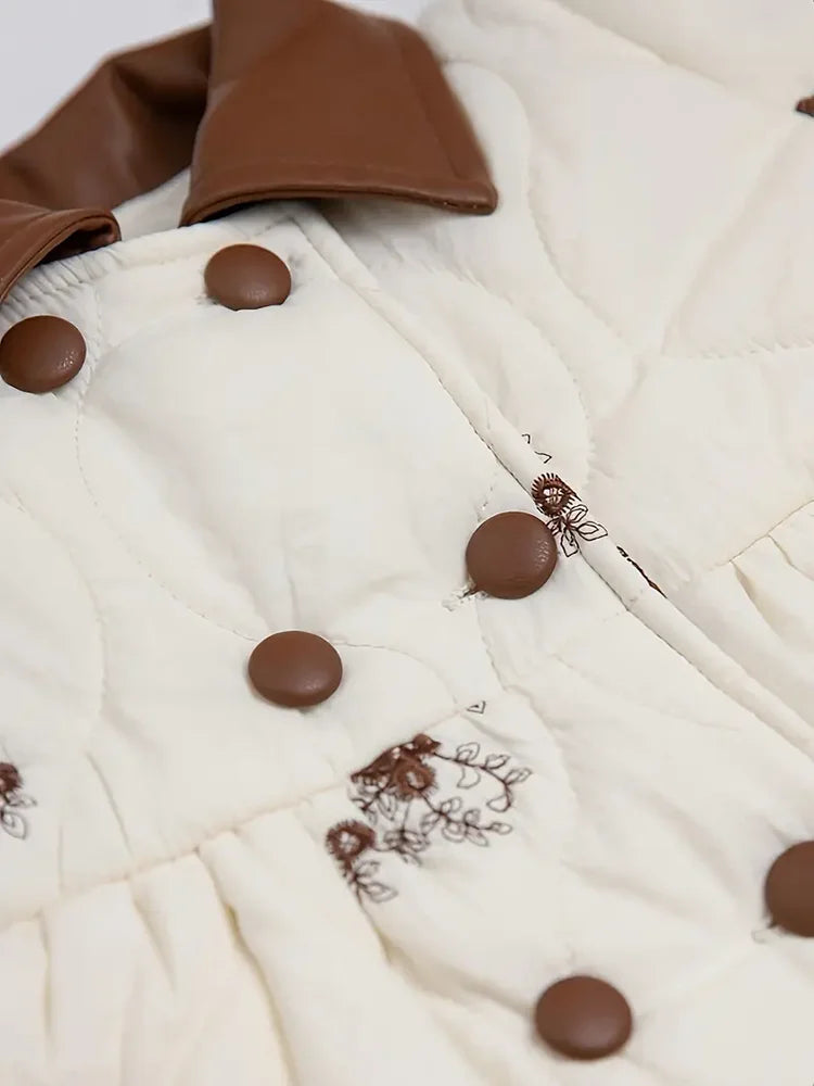 Collar Belt Cotton Padded Velvet Warm Coat