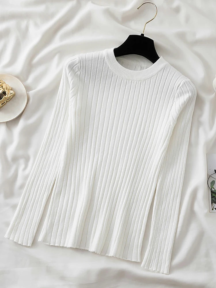 Pullover O-Neck Ribbed Long SleeveTop
