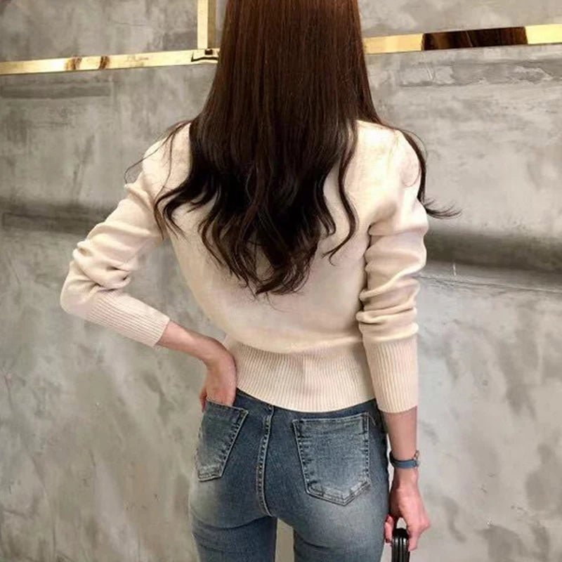 Long Sleeve Casual Single Breasted Slim  Sweater