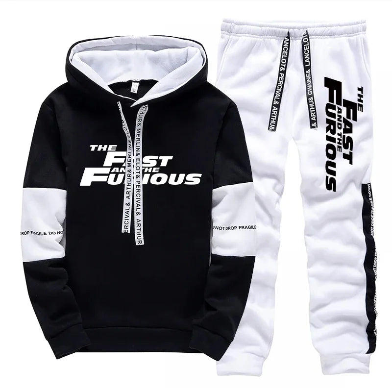 Men Hooded  Long Sleeves Casual Comfortable Fitness Set