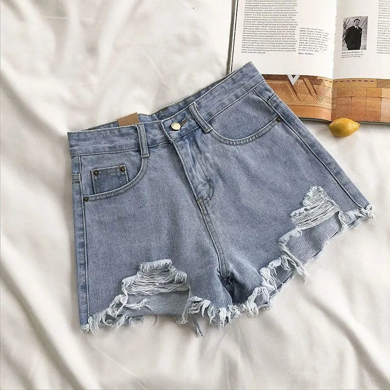 Denim Shorts Casual High Waist Ripped Jeans