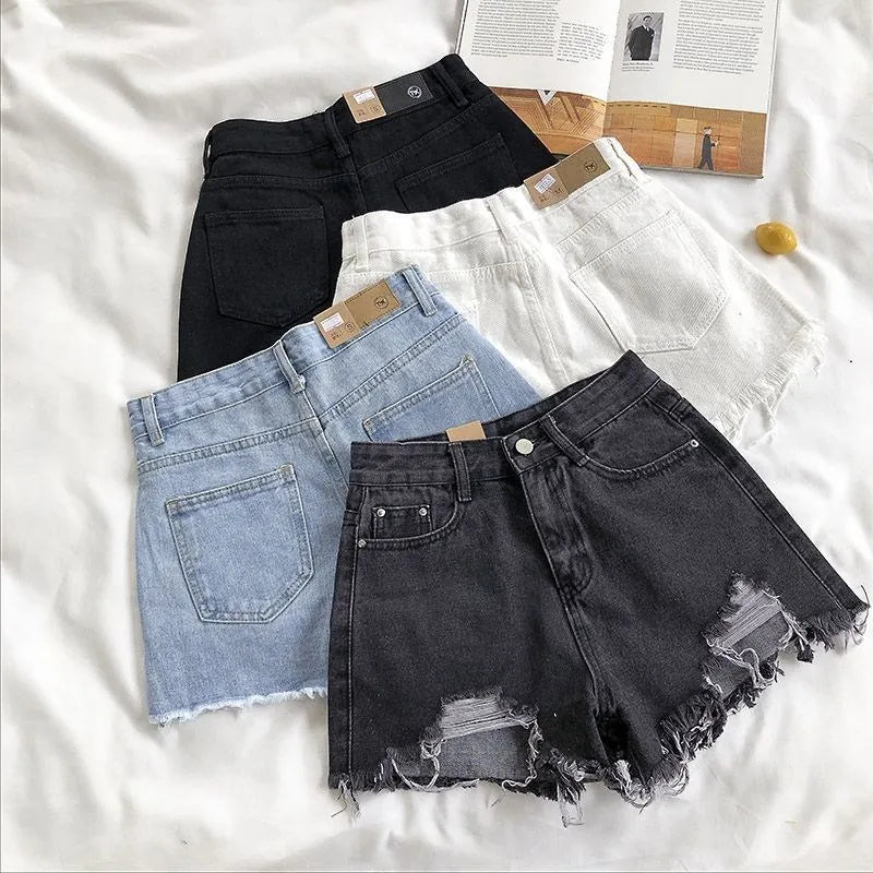Denim Shorts Casual High Waist Ripped Jeans
