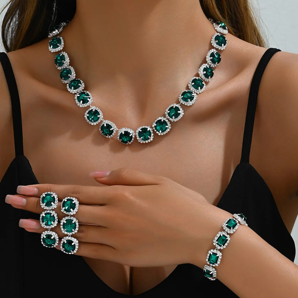 Green Crystal Jewelry Set