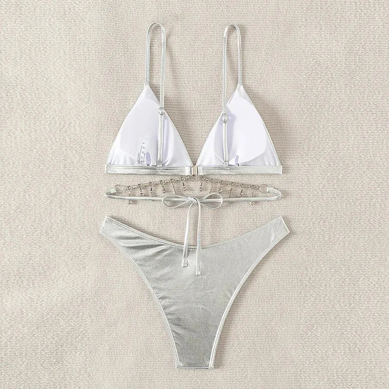 Silver Rhinestone Bikini