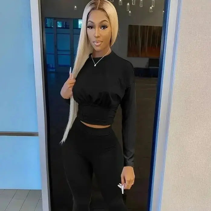 Waist Casual Fitness Two-piece Set