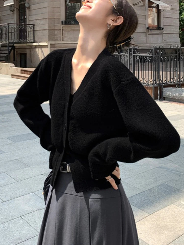 Knitted Casual Cardigan  V-neck Sweater