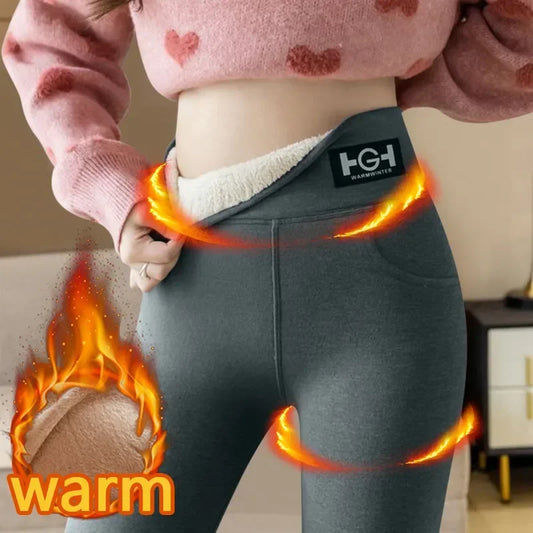 Warm Leggings Thicken Lamb Cashmere Hight Waist Butt Lift