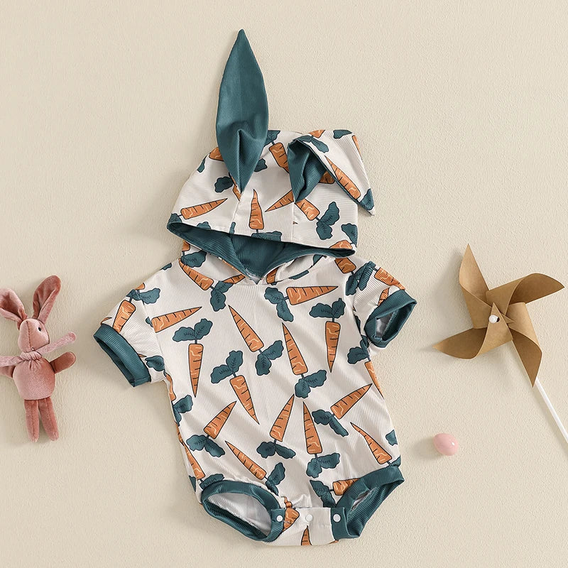 Short Sleeve Romper with Hooded Ears for Infant