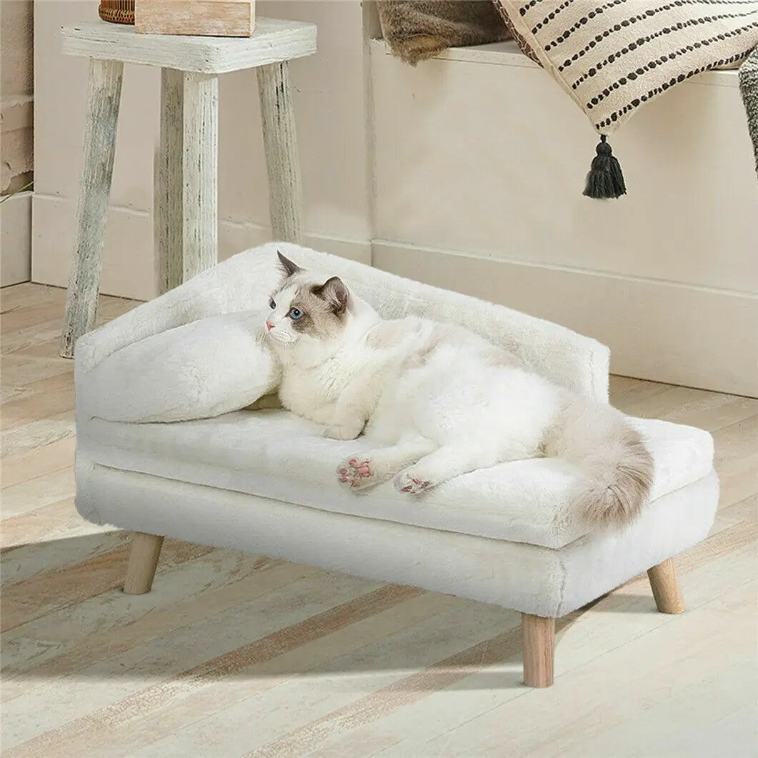 Pet Bed Solid Wood Leg Dog Cat Sofa for Indoor