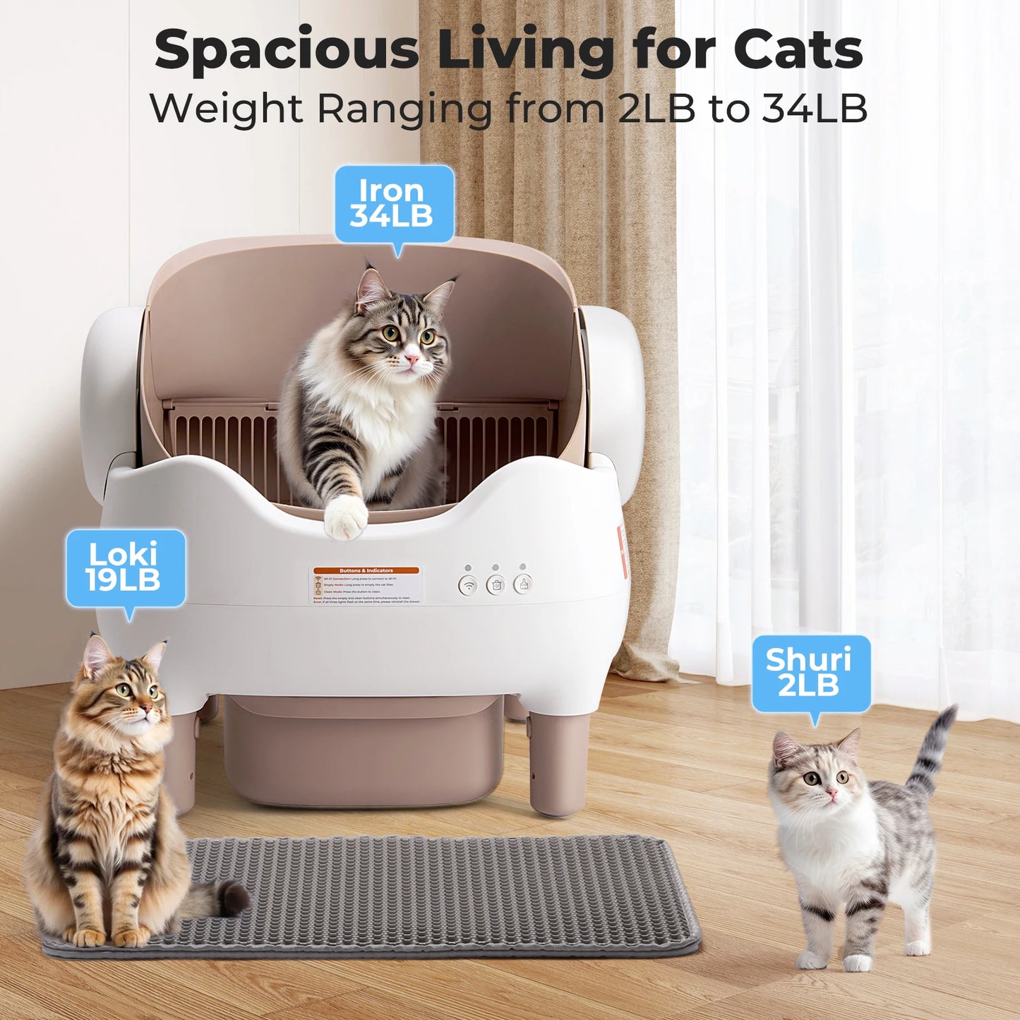 Automatic Cat Litter Box with APP Control, Odor-Free