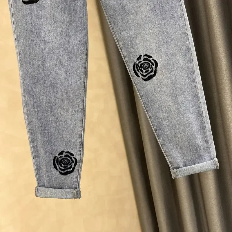 Embroidered  Stretch Denim Jean