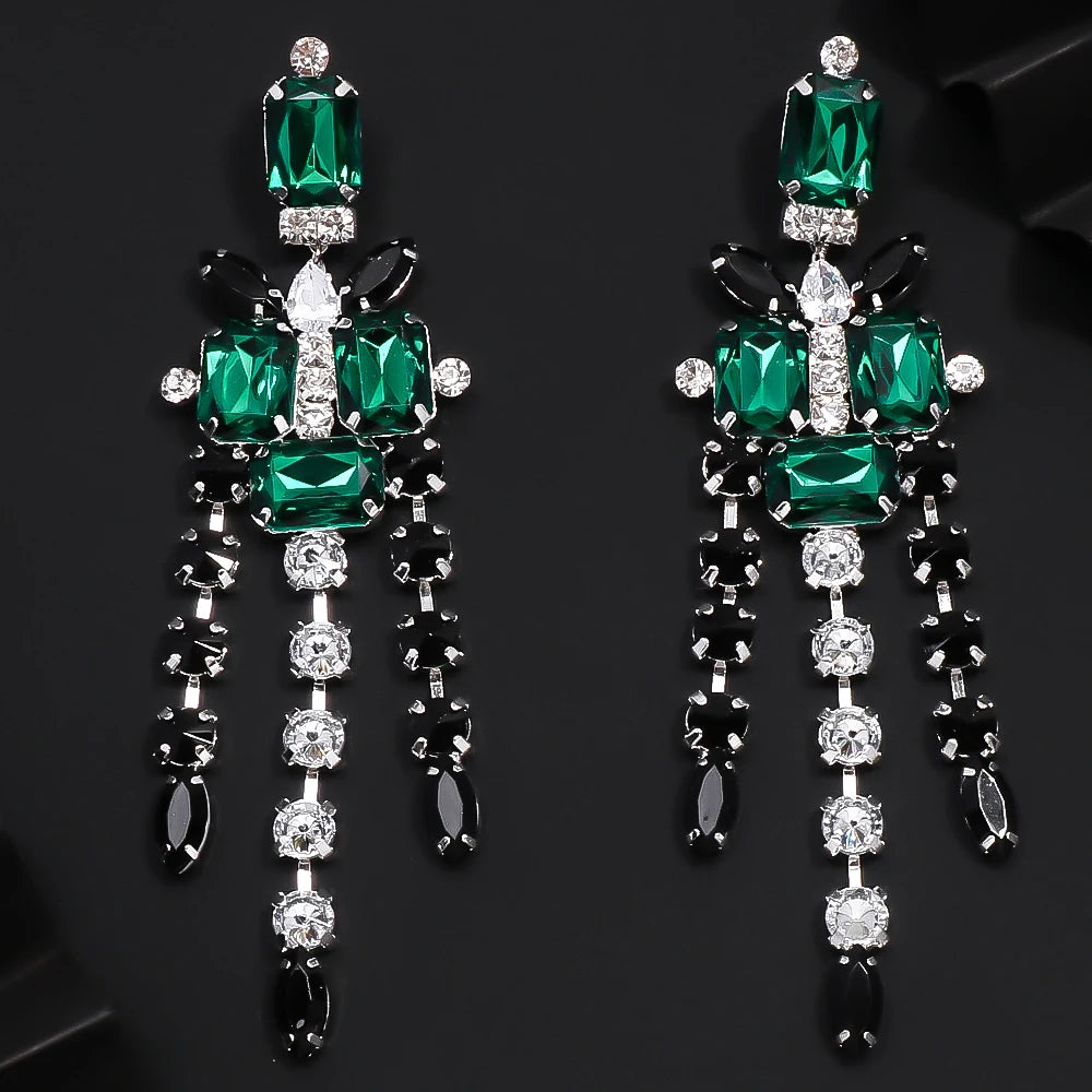 Green Cross Necklace Earrings Set f