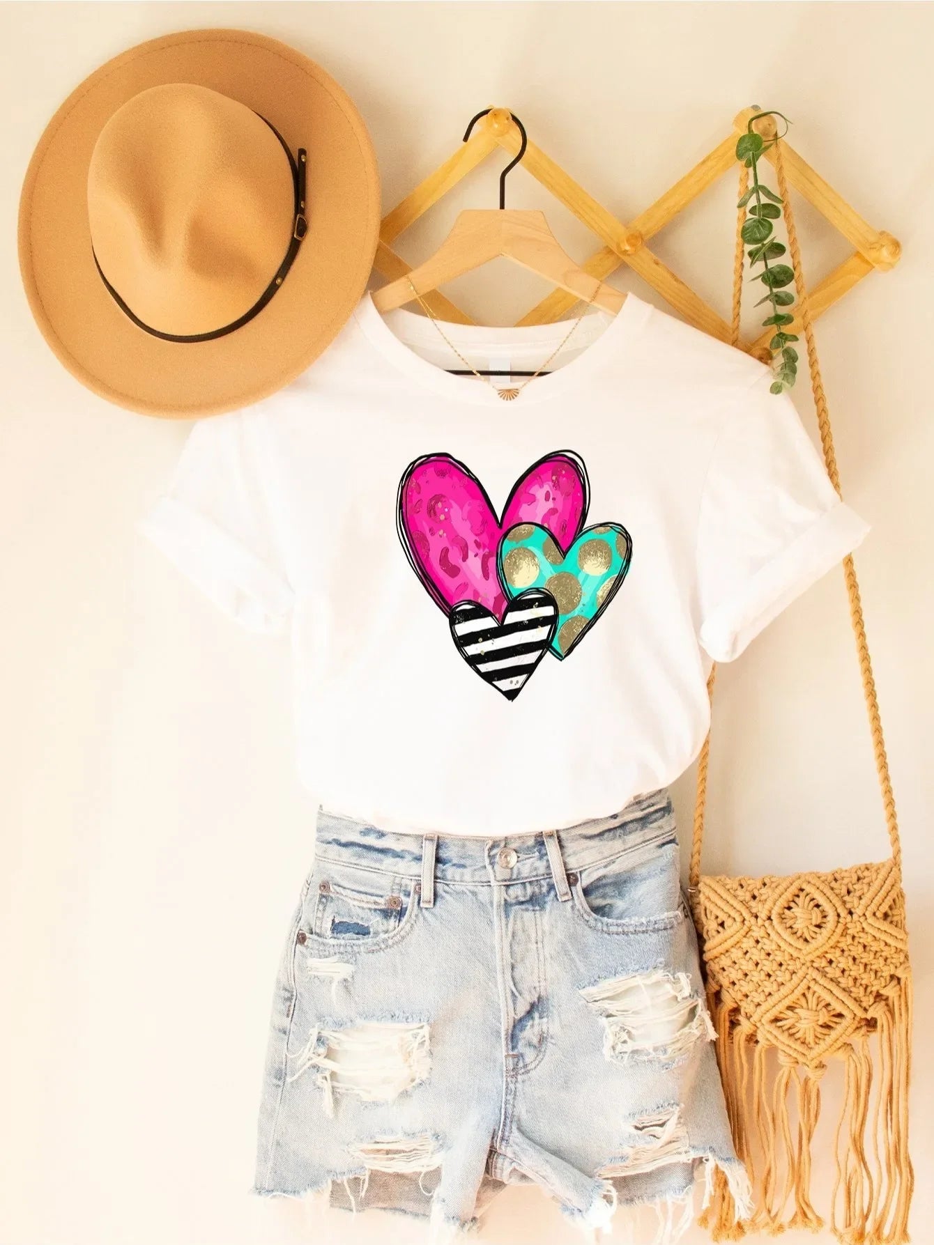 Valentine' Heart Print T-Shirt