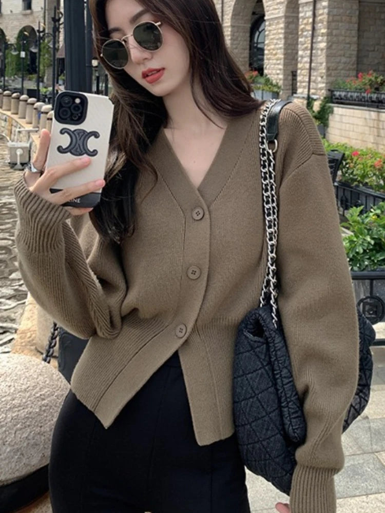 Knitted Casual Cardigan  V-neck Sweater
