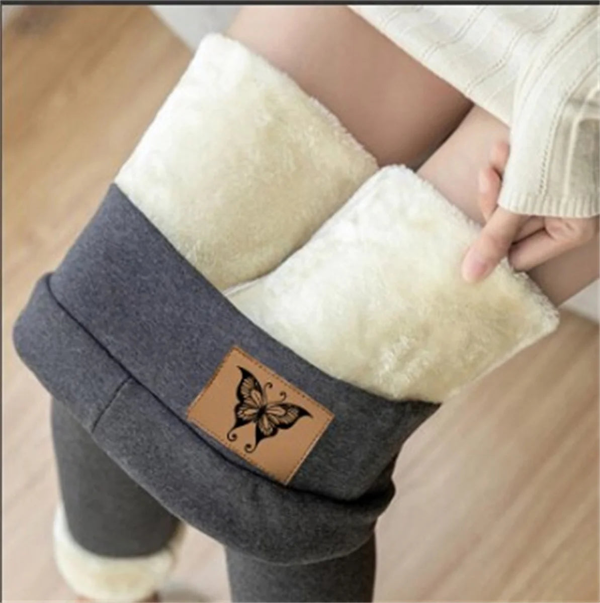 Thicken Lamb Wool Hight Waist Fleece Pant
