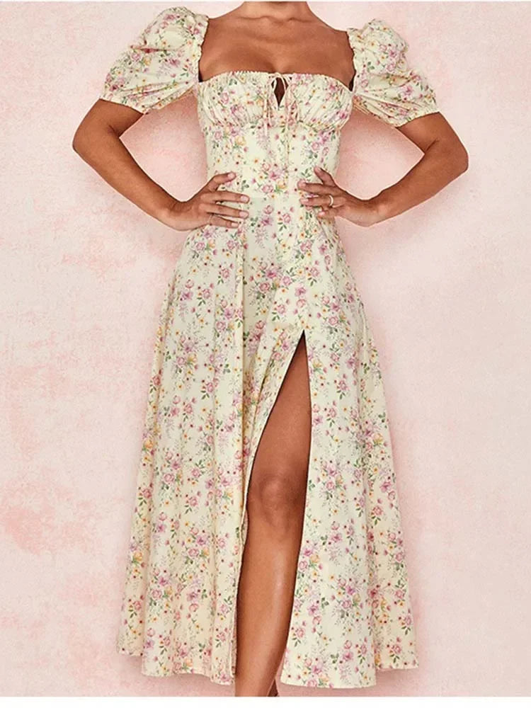 Floral Print Elegant Long Casual Dress