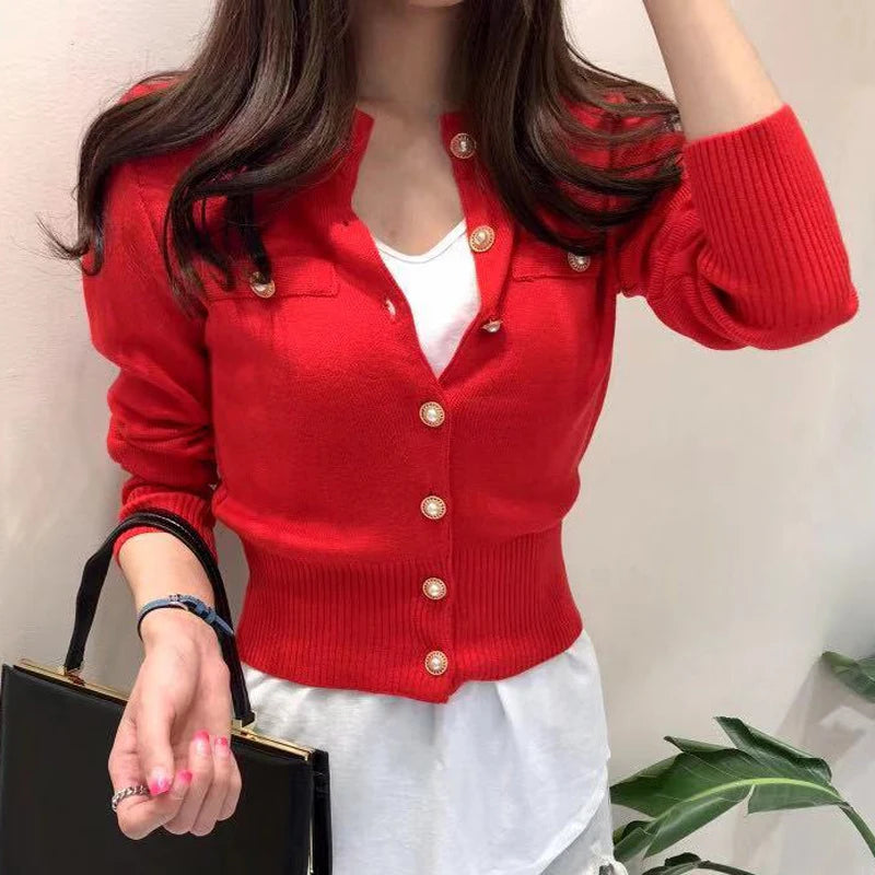 Long Sleeve Casual Single Breasted Slim  Sweater