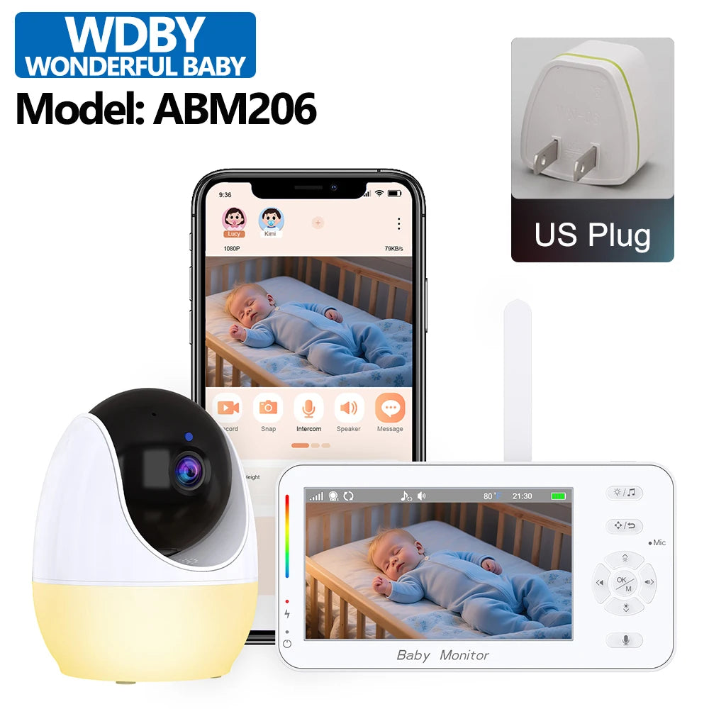 4.3-Inch Baby Video Monitor with 4x Zoom Camera Motion/Sound Detection Soft Night Light