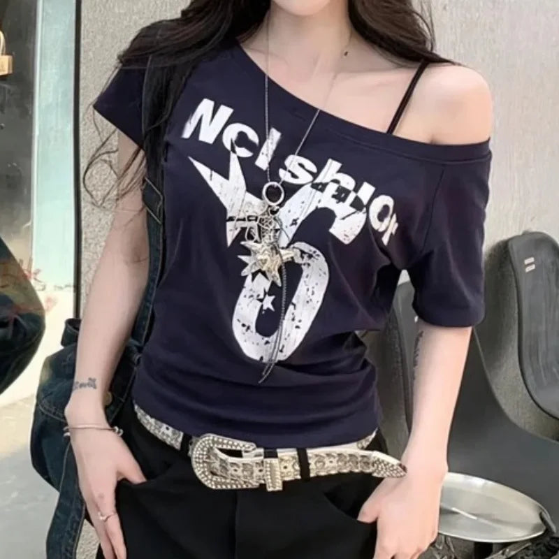 Off Shoulder Diagonal Collar Top