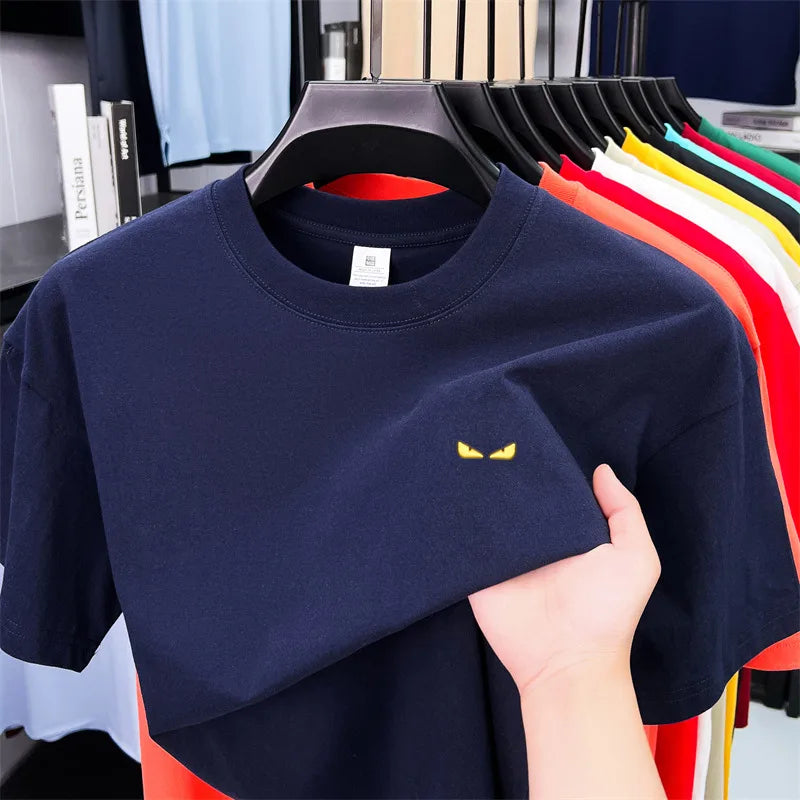 O-Neck Eyes Embroidery Short Sleeve Shirt