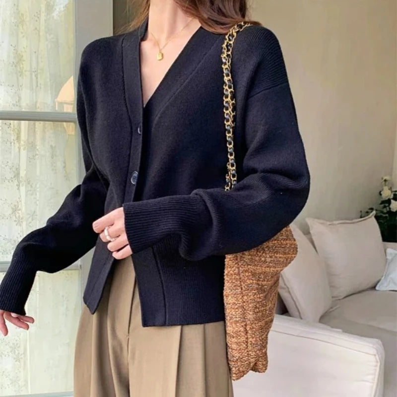 Knitted Casual Cardigan  V-neck Sweater
