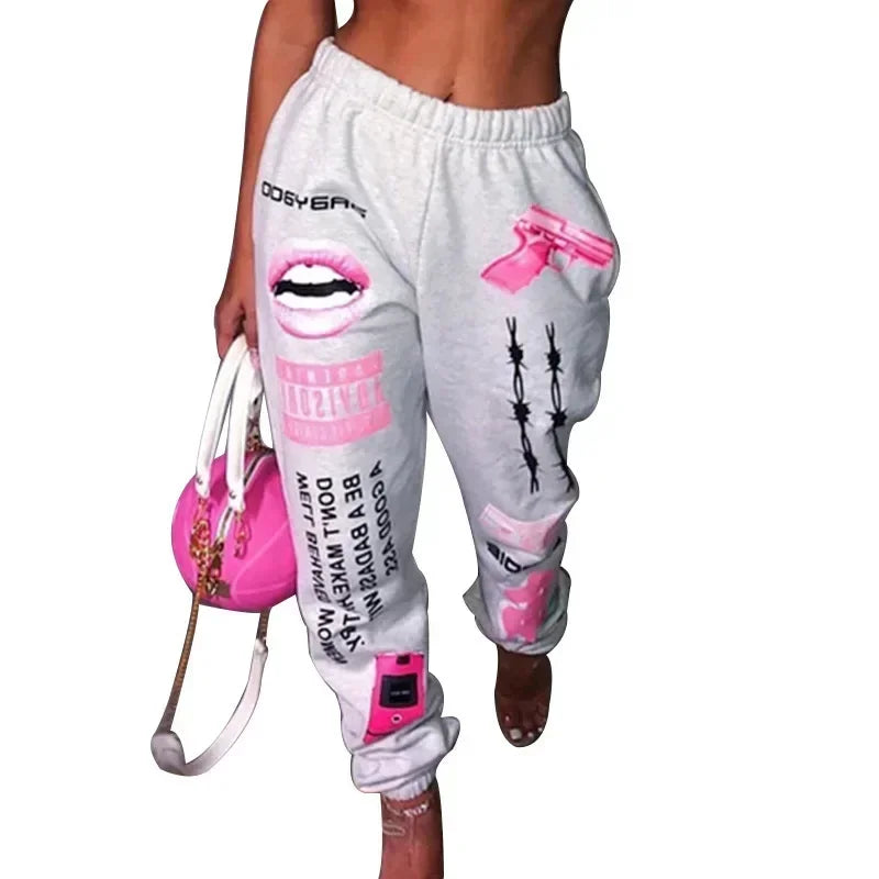 Printed Elastic Waist Casual Pant