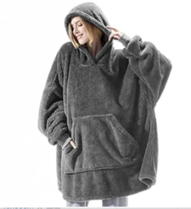 Fleece Hoodie Blanket Oversize Large Pocket Jacket