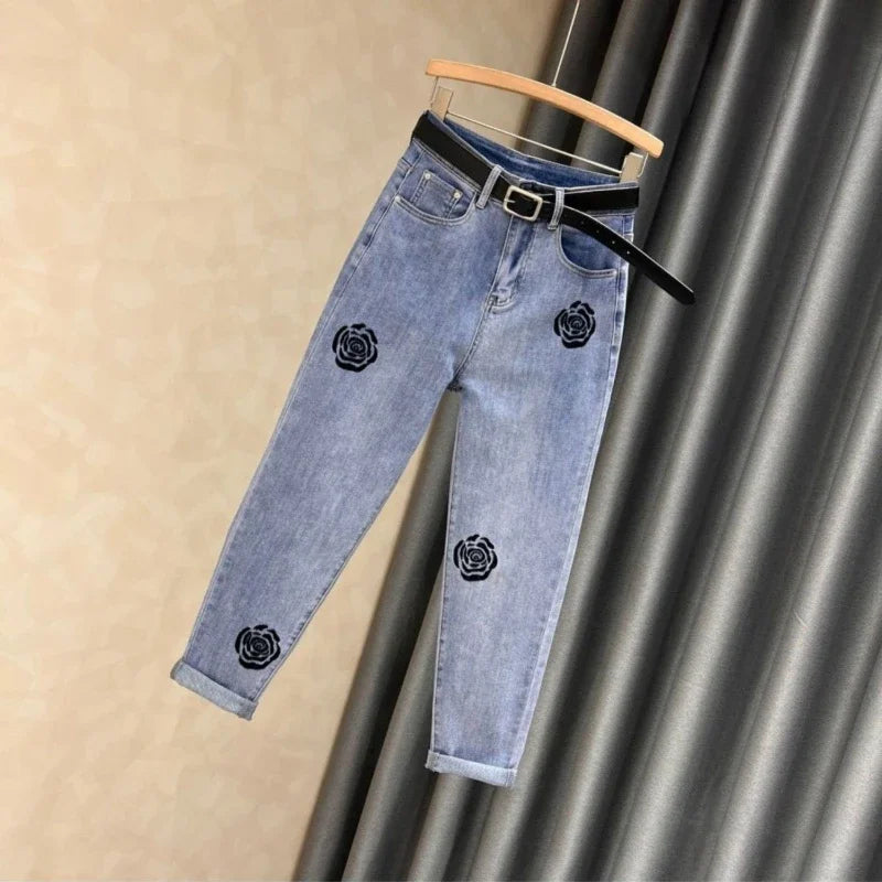 Embroidered  Stretch Denim Jean