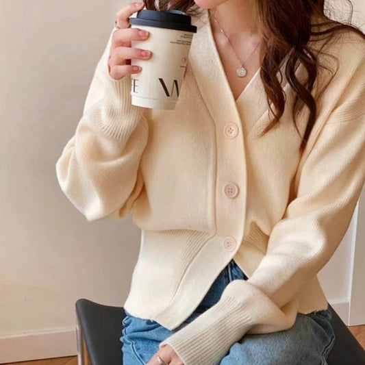 Knitted Casual Cardigan  V-neck Sweater