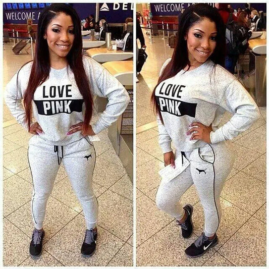 Printed Letter Tracksuits Long-sleeve 2 Piece Set