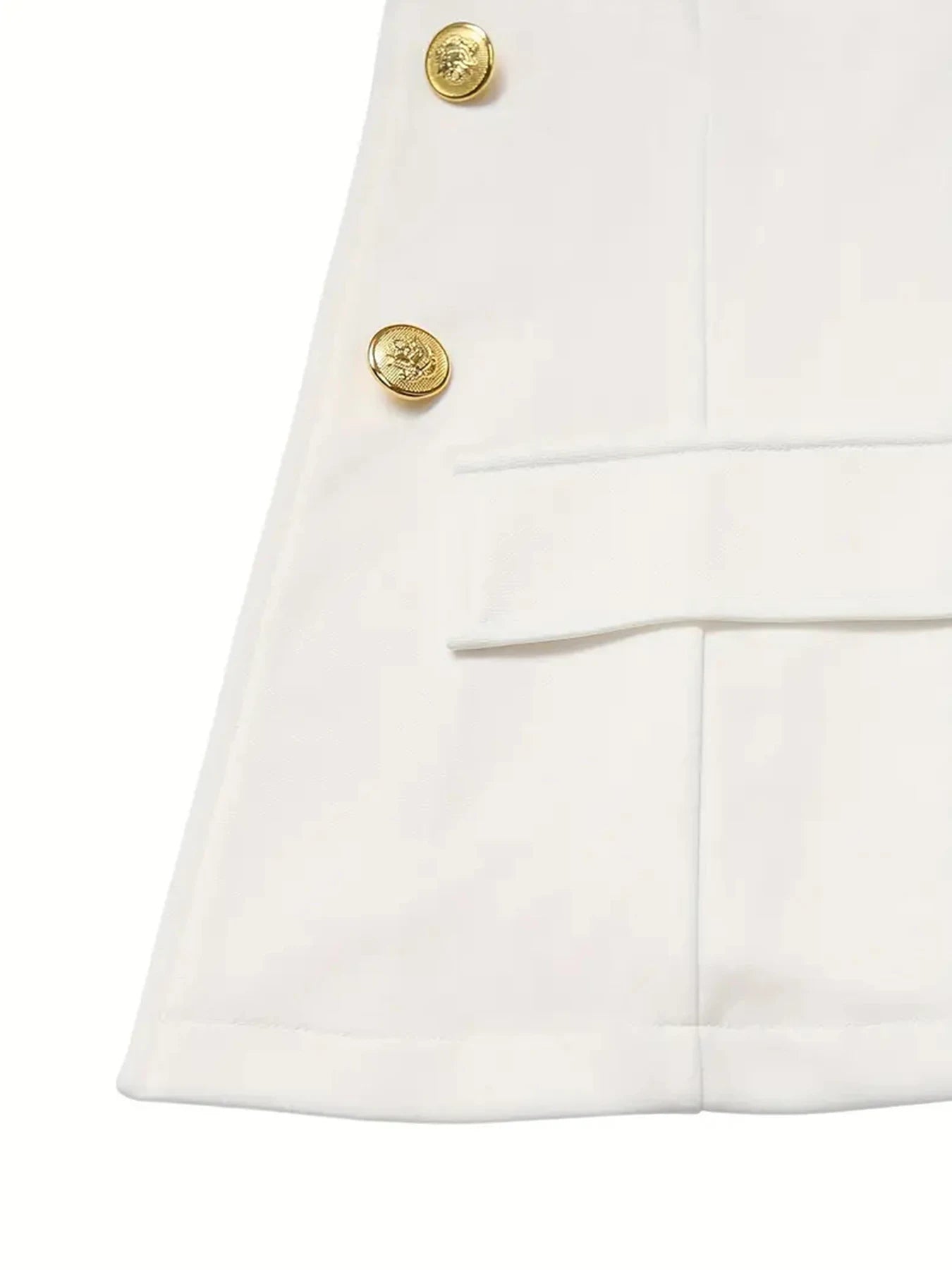 Women's White Two-Piece Suit Set, Double-Breasted Long-Sleeved Lapel Suit Jacket and High-Waisted Slim Pants