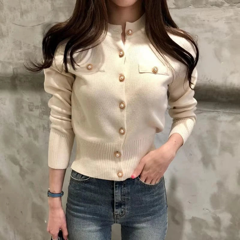 Long Sleeve Casual Single Breasted Slim  Sweater