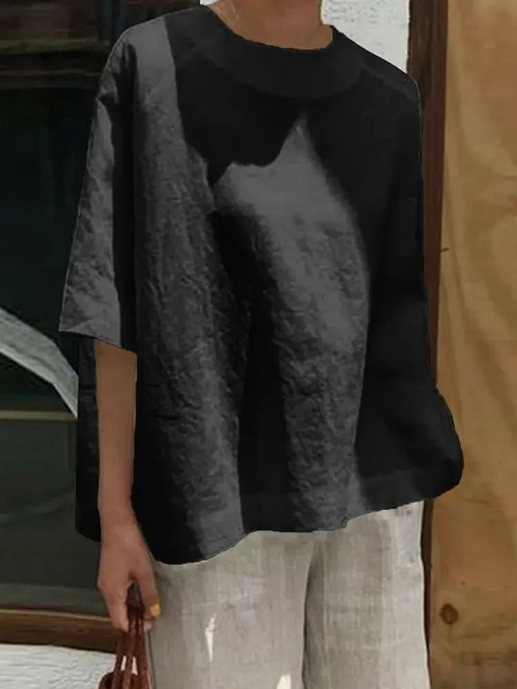 Round-Neck Linen T-Shirt