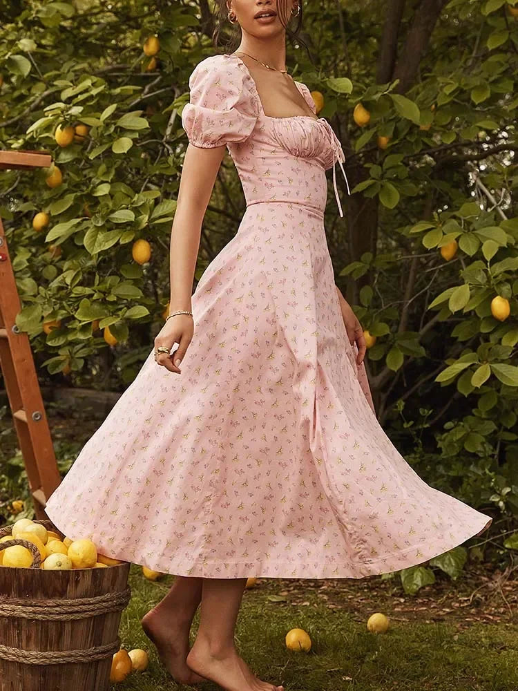 Floral Print Elegant Long Casual Dress