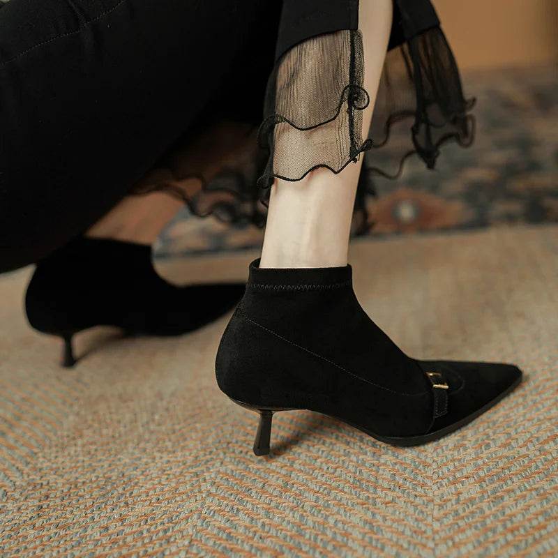 Leather Ankle Pointed Toe Stiletto Boot