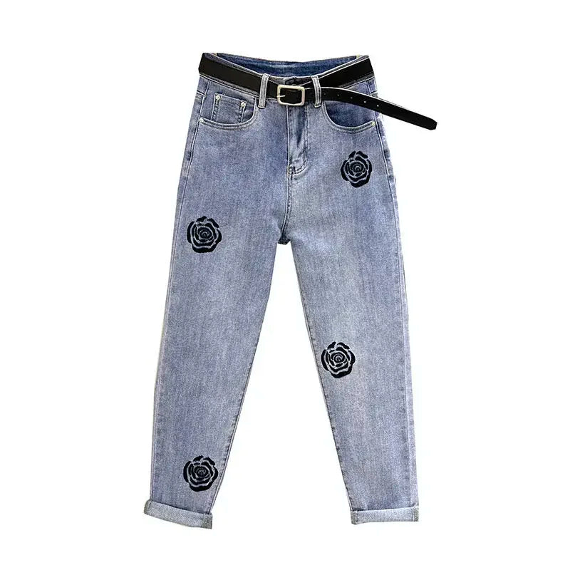 Embroidered  Stretch Denim Jean