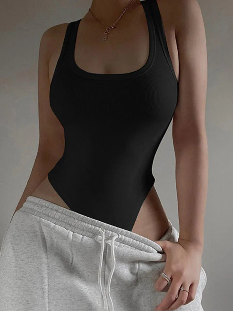 Sleeveless Knit Bodysuit T-shirt
